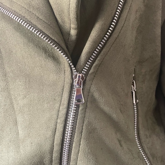 Womens Faux Suede Fall Winter Casual Zipper Cropped Coat Bomber Jacket - Picture 4 of 8